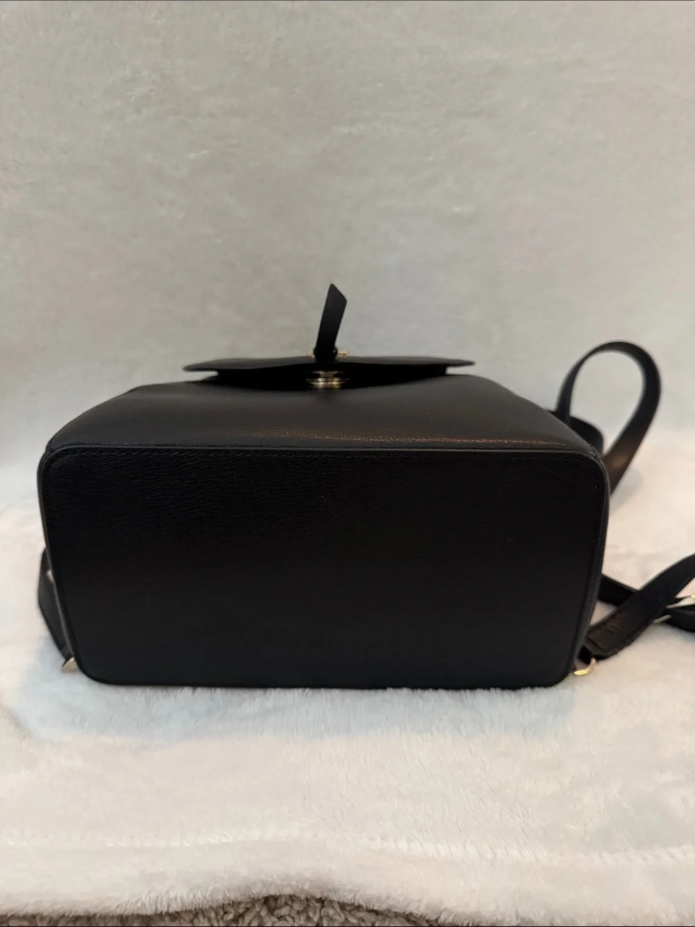 kate spade Black Leather Mini Backpack with Spade Emblem